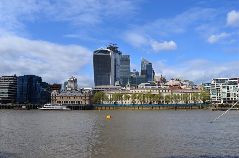 3 - The financial district skyline of London, England, viewed from across the River Thames